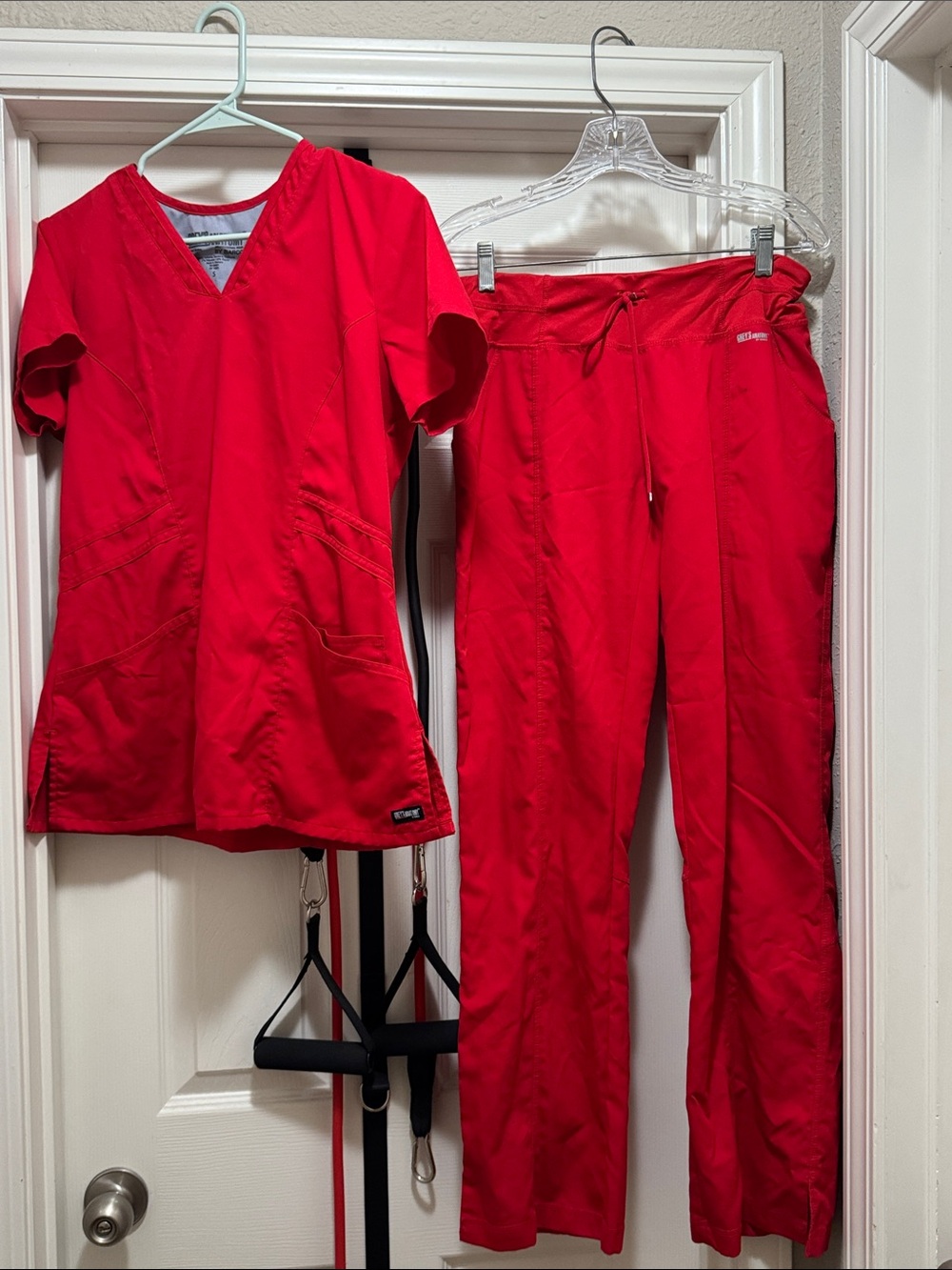 Grey's Anatomy Women's Red Scrub Top & Jogger Pants